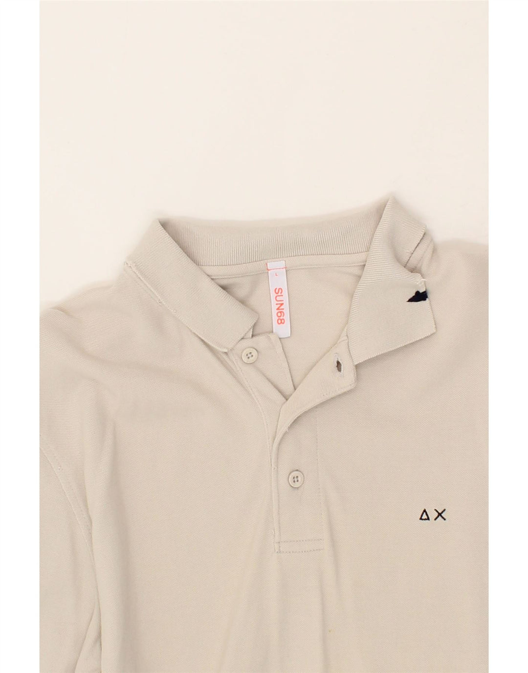 SUN68 Mens Long Sleeve Polo Shirt Large Grey Cotton Vintage Sun68 and Second-Hand Sun68 from Messina Hembry 