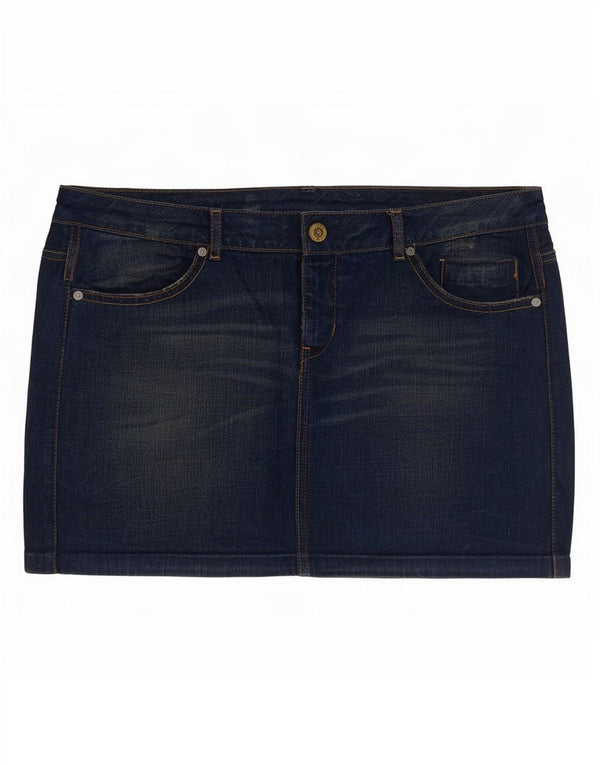 Guess Womens Mini Denim Skirt W32 Large Navy Blue Cotton