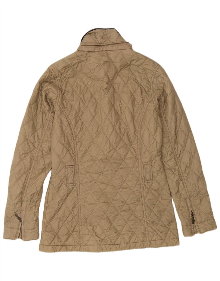 Barbour Womens Quilted Jacket UK 8 Small Beige Polyamide