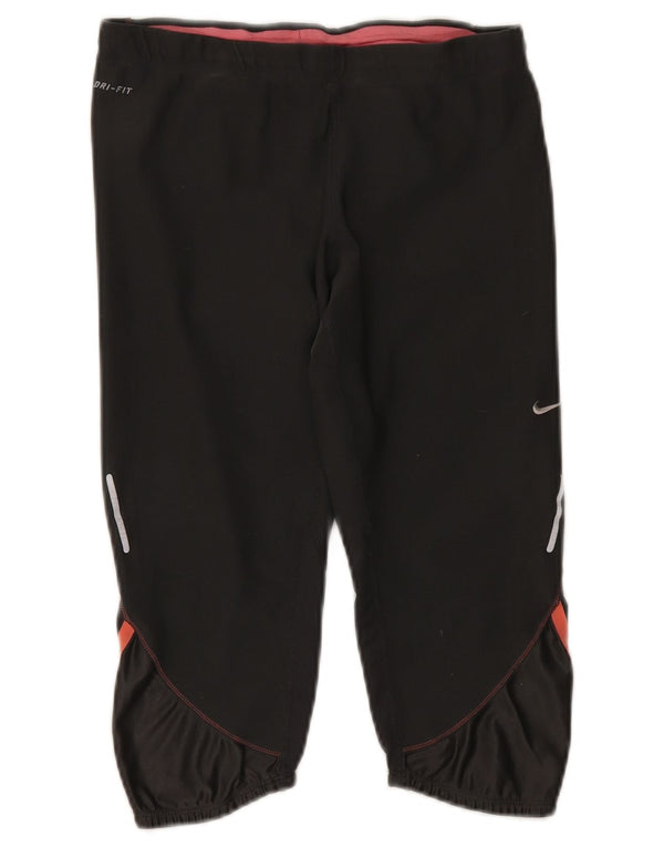Nike Womens Dri Fit Capri Tracksuit Trousers UK 14 Medium Black Polyester