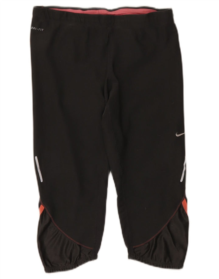 Nike Womens Dri Fit Capri Tracksuit Trousers UK 14 Medium Black Polyester