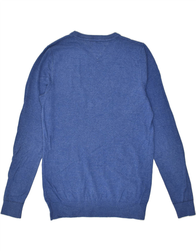 TOMMY HILFIGER Mens Crew Neck Jumper Sweater Large Blue Cotton | Vintage Tommy Hilfiger | Thrift | Second-Hand Tommy Hilfiger | Used Clothing | Messina Hembry 