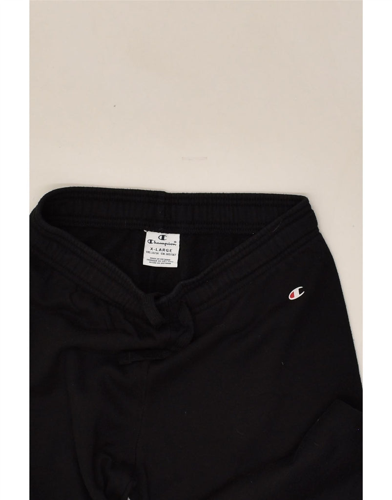 CHAMPION Girls Graphic Tracksuit Trousers 13-14 Years XL Black | Vintage Champion | Thrift | Second-Hand Champion | Used Clothing | Messina Hembry 