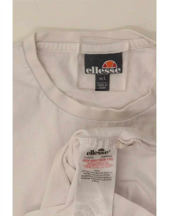 Ellesse Mens Graphic T-Shirt Top Large White Cotton