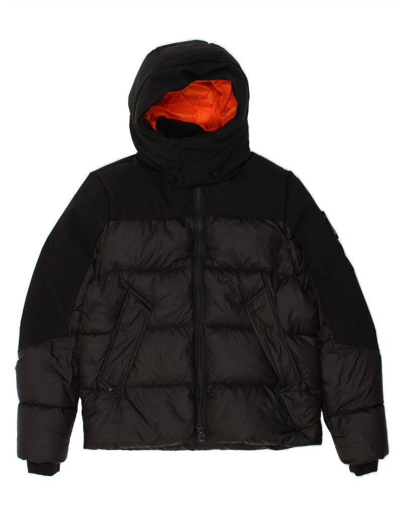 BOMBOOGIE Mens Hooded Padded Jacket UK 36 Small Black | Vintage Bomboogie | Thrift | Second-Hand Bomboogie | Used Clothing | Messina Hembry 