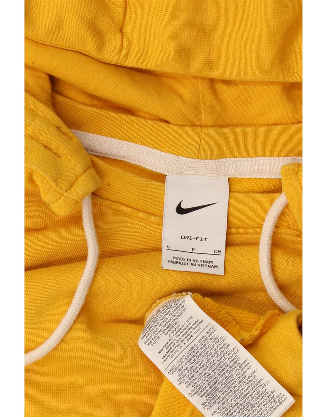 Nike Womens Crop Oversized Hoodie Jumper UK 10 Small Yellow Cotton