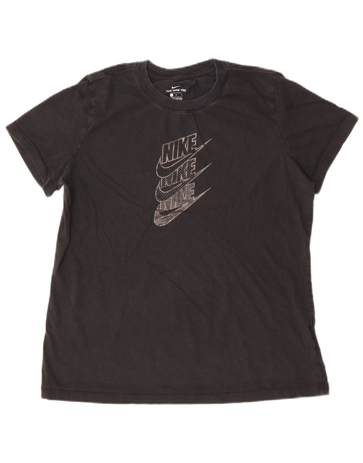 NIKE Womens Graphic T-Shirt Top UK 14 Large Black Cotton