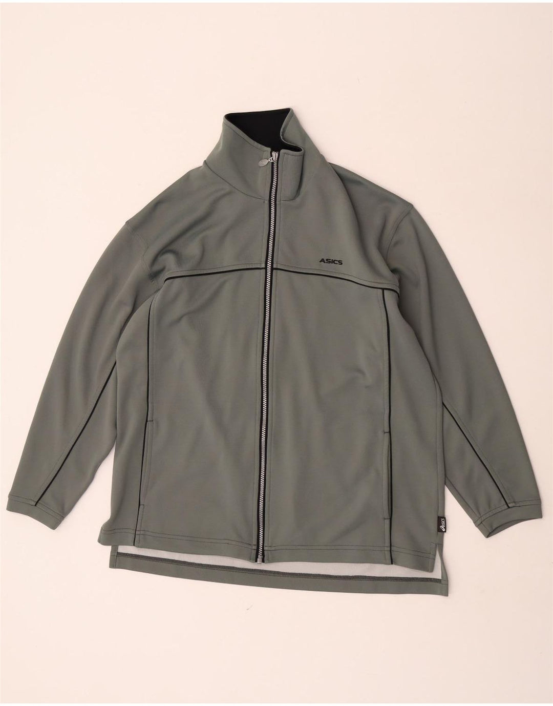 Asics Womens Tracksuit Top Jacket UK 18 XL Grey Polyamide