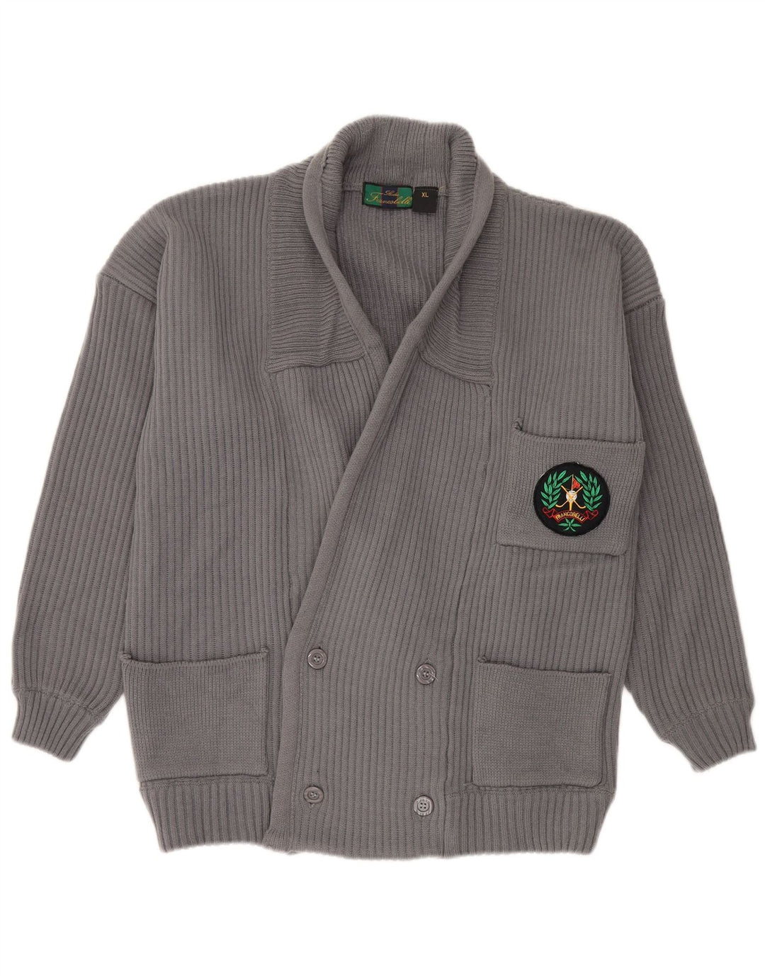 Vintage Mens Cardigan Sweater XL Grey
