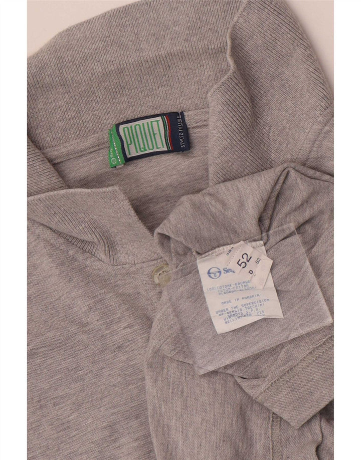 Sergio Tacchini Mens Polo Shirt IT 52 Large Grey Cotton