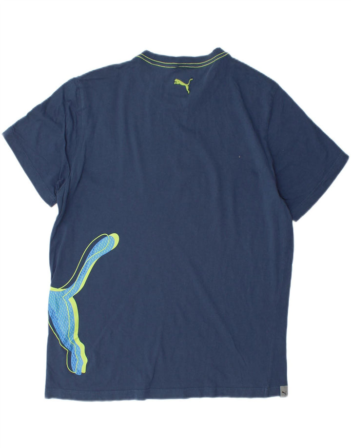 PUMA Mens Graphic T-Shirt Top Large Blue Cotton Vintage Puma and Second-Hand Puma from Messina Hembry 