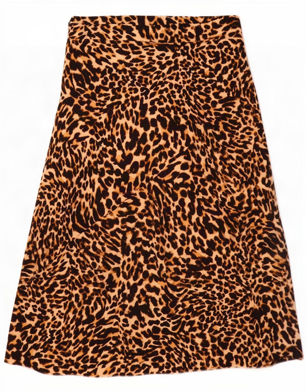 Zara Womens High Waist A-Line Skirt Large W30 Brown Animal Print Polyester