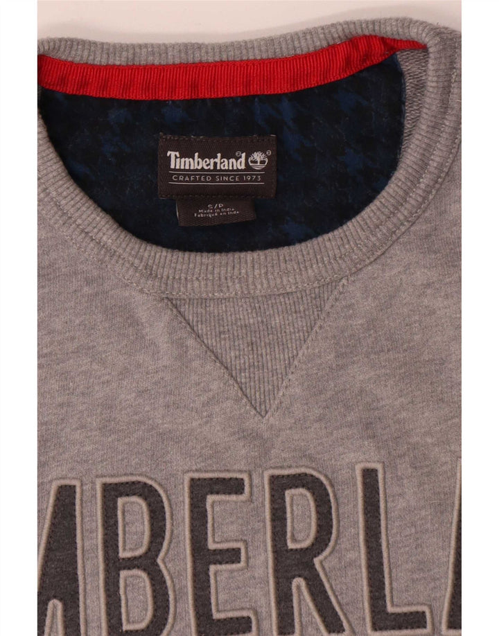 Timberland Mens Graphic Sweatshirt Jumper Small Grey Cotton