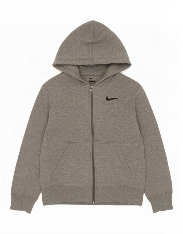 Nike Boys Zip Hoodie Sweater 8-9 Years Small Grey Cotton