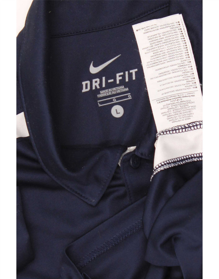 Nike Mens Dri Fit Polo Shirt Large Navy Blue Colourblock Polyester