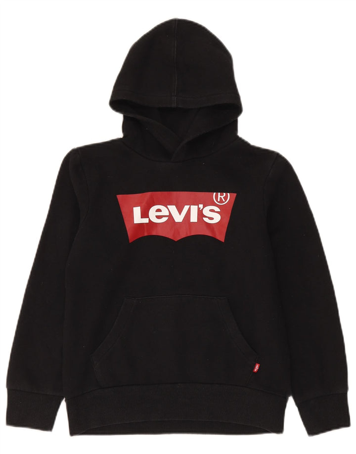 Levi's Boys Graphic Hoodie Jumper 9-10 Years Black Cotton