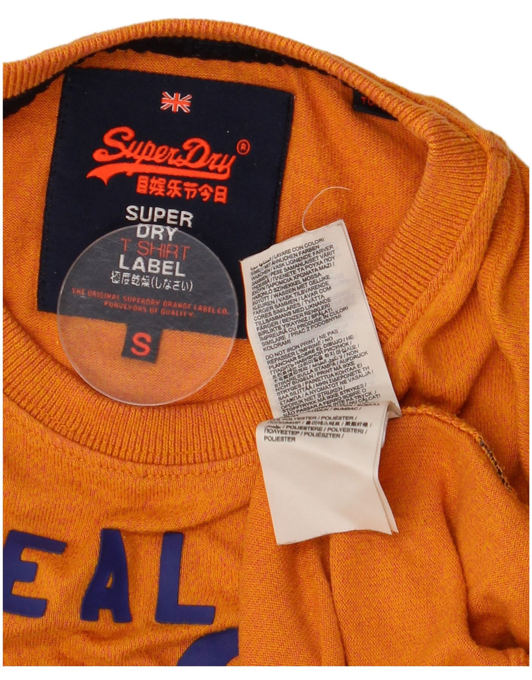 Superdry Mens Graphic T-Shirt Top Small Orange Cotton