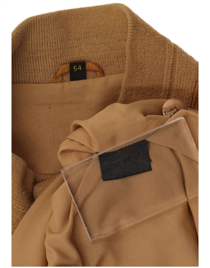 Vintage Mens Suede Bomber Jacket IT 54 2XL Beige Leather