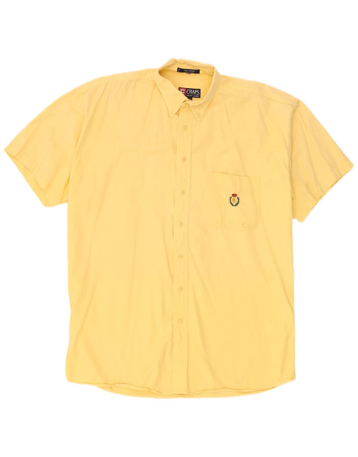 Chaps Ralph Lauren Mens Short Sleeve Shirt Large Yellow Cotton