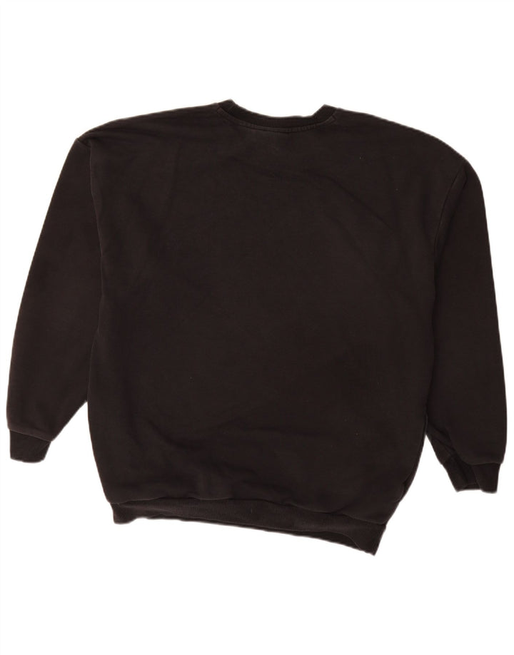 ADIDAS Womens Graphic Sweatshirt Jumper UK 14 Large Black Cotton