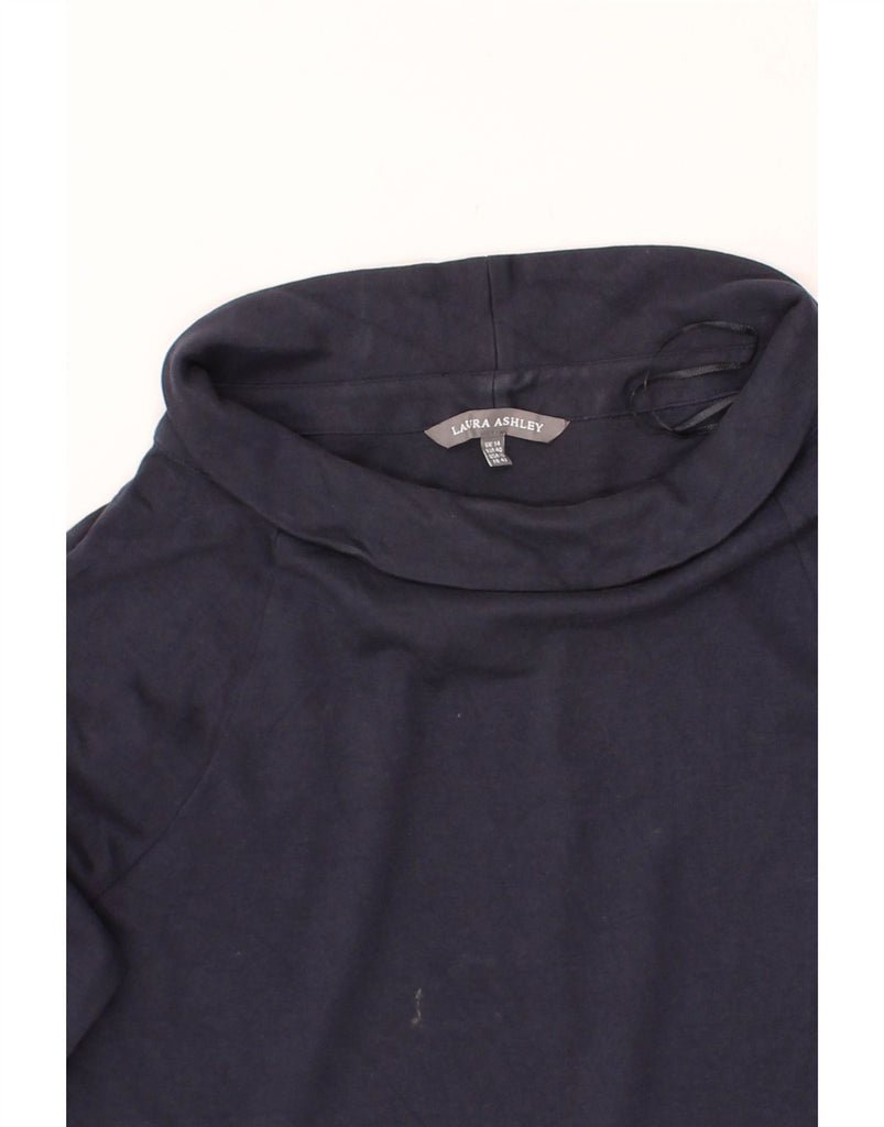 LAURA ASHLEY Womens 3/4 Sleeve Sweatshirt Jumper UK 14 Large Navy Blue Vintage Laura Ashley and Second-Hand Laura Ashley from Messina Hembry 