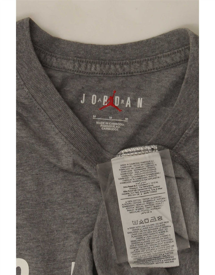 Jordan Mens Graphic T-Shirt Top Medium Grey Flecked Cotton