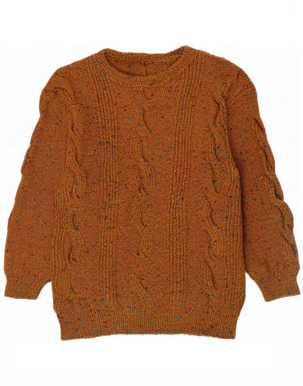 Vintage Womens Boat Neck Jumper Sweater UK 14 Large Brown Flecked