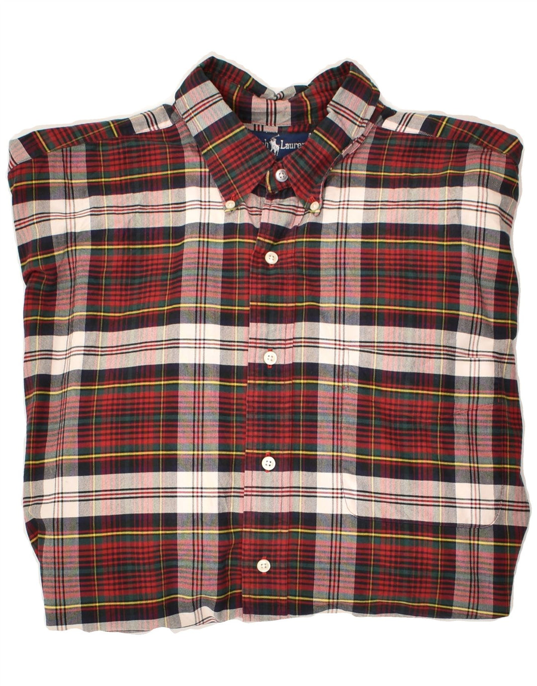 RALPH LAUREN Mens Shirt Large Red Check Cotton