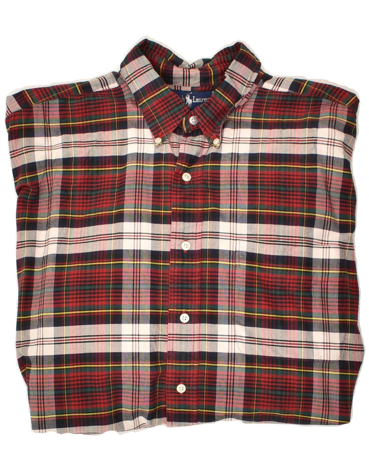RALPH LAUREN Mens Shirt Large Red Check Cotton