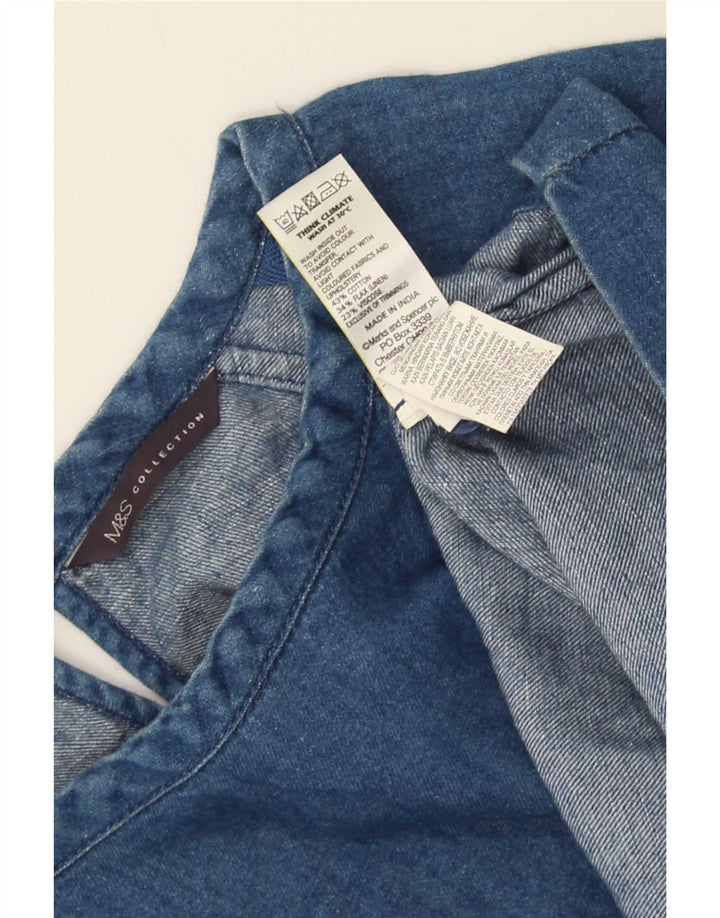 Marks & Spencer Womens Denim Blouse Top UK 12 Medium Blue Cotton
