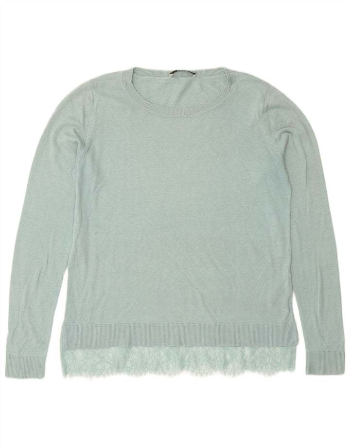 Oasis Womens Boat Neck Jumper Sweater UK 14 Medium Turquoise Cotton