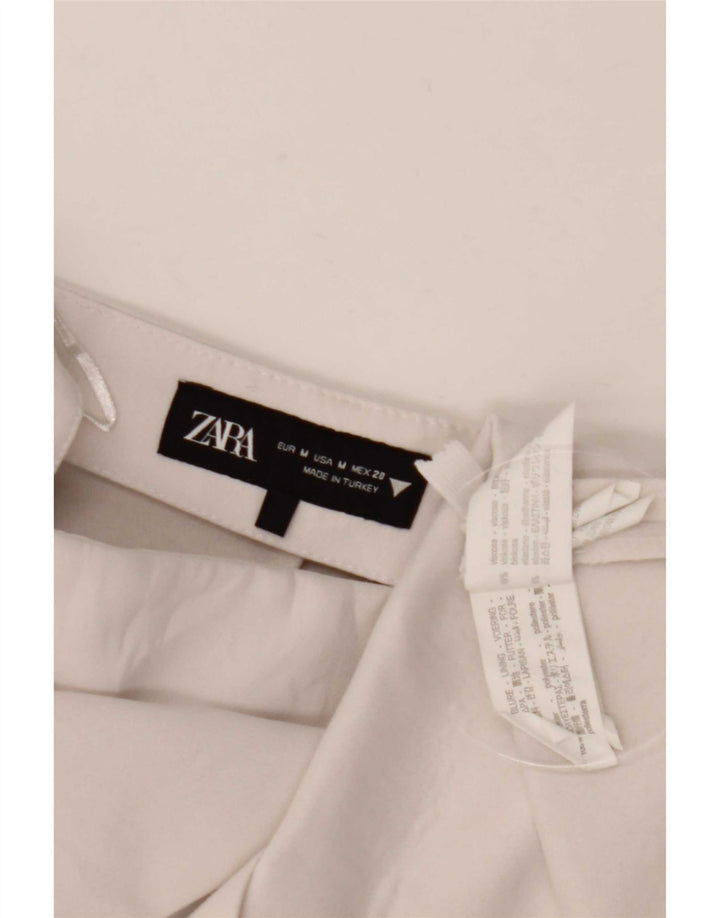 Zara Womens High Waist Casual Shorts Medium W28 Off White Polyester