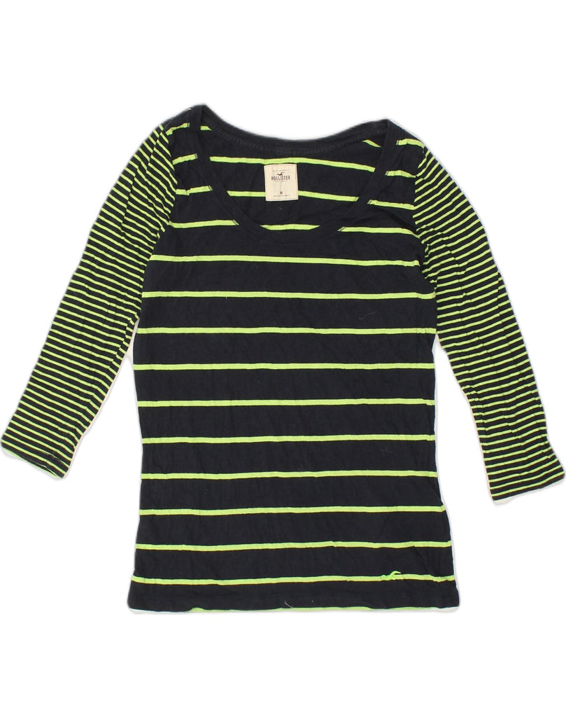 HOLLISTER Womens Top 3/4 Sleeve UK 12 Medium Green Striped Cotton | Vintage Hollister | Thrift | Second-Hand Hollister | Used Clothing | Messina Hembry 