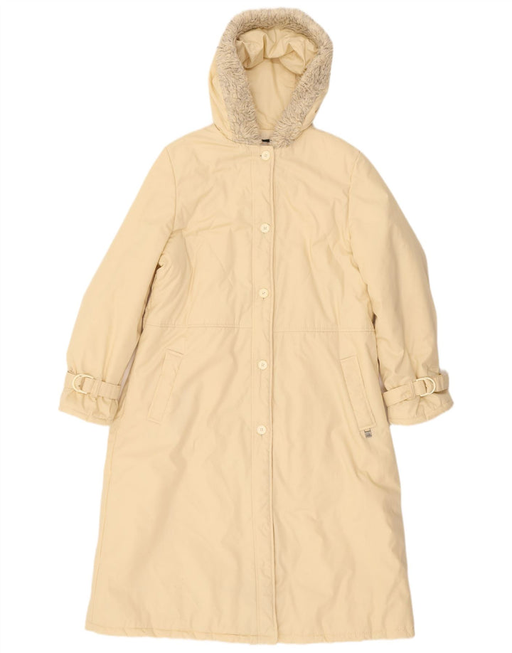 PALOMINO Womens Hooded Padded Coat UK 14 Large Off White Polyester