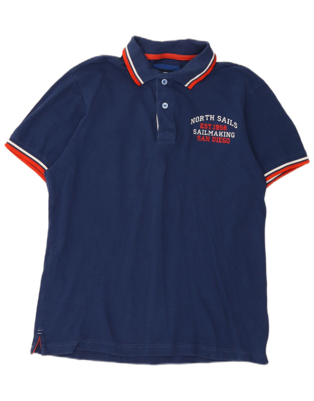 North Sails Mens Graphic Polo Shirt Large Navy Blue Cotton