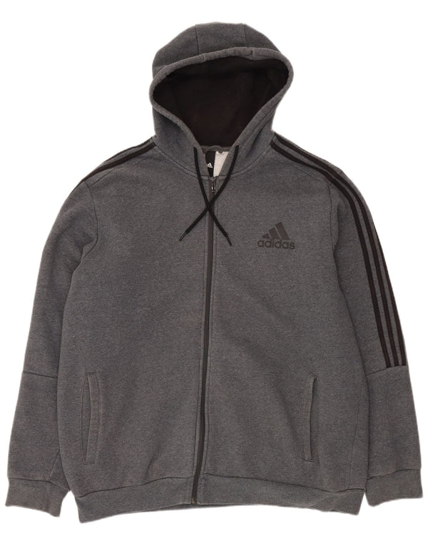ADIDAS Mens Zip Hoodie Sweater 2XL Grey