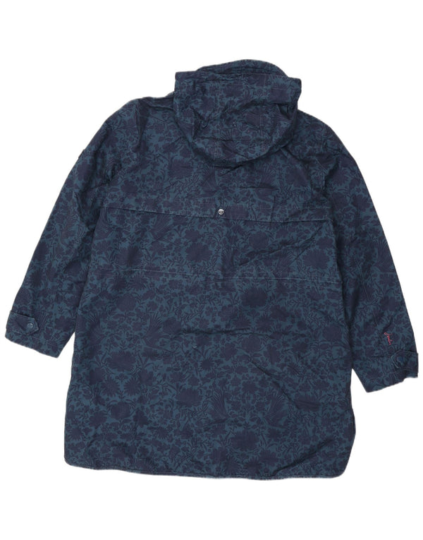 Joules Womens Hooded Raincoat UK 18 XL  Navy Blue Floral Polyester