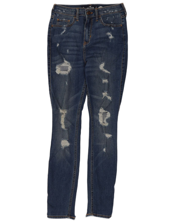 Hollister Womens Distressed Skinny Jeans US 1 XS W25 L28 Blue Cotton
