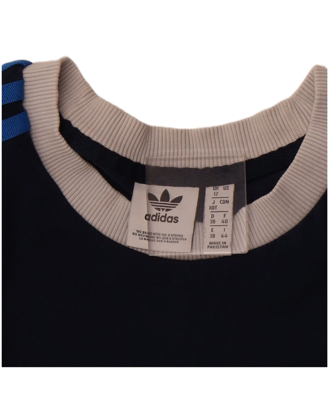ADIDAS Womens T-Shirt Top UK 12 Medium Navy Blue