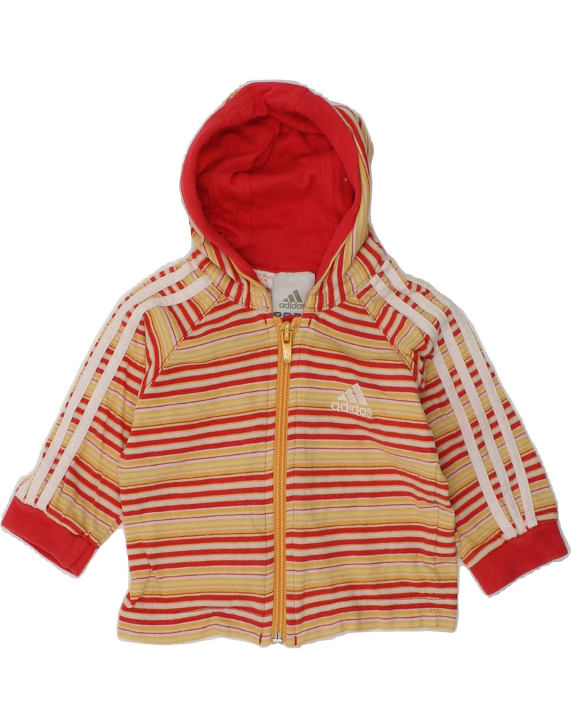 ADIDAS Baby Girls Zip Hoodie Sweater 0-3 Months Yellow Striped Cotton | Vintage Adidas | Thrift | Second-Hand Adidas | Used Clothing | Messina Hembry 