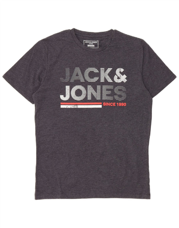 Jack & Jones Mens Regular Fit Graphic T-Shirt Top Small Grey Cotton