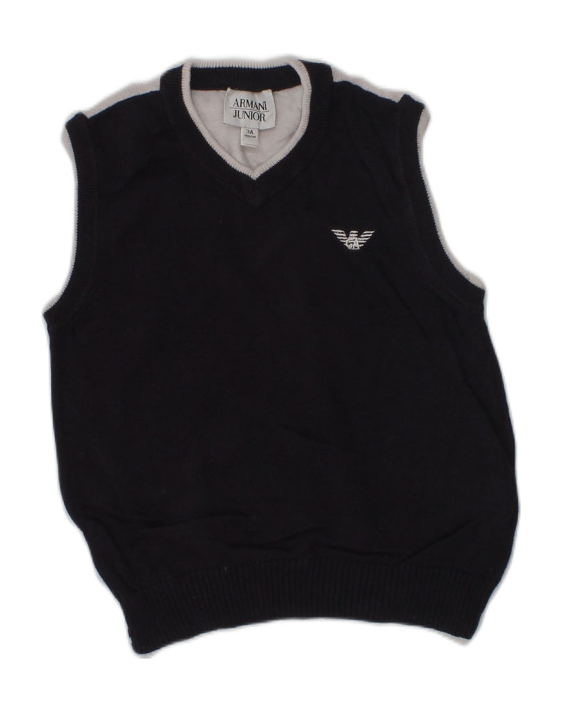 ARMANI JUNIOR Boys Vest Tank Top 2-3 Years Black Colourblock Cotton | Vintage Armani Junior | Thrift | Second-Hand Armani Junior | Used Clothing | Messina Hembry 