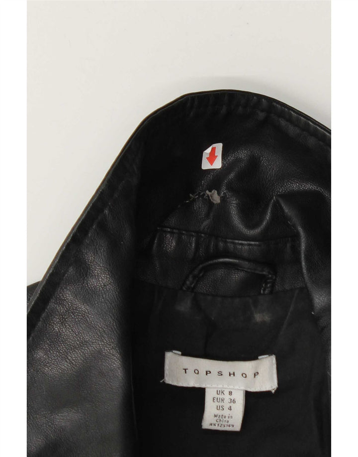 Topshop Womens Biker Jacket UK 8 Small Black Polyester