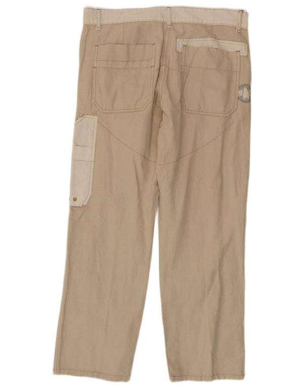 Murphy & Nye Mens Straight Cargo Trousers W34 L29 Beige Colourblock Cotton