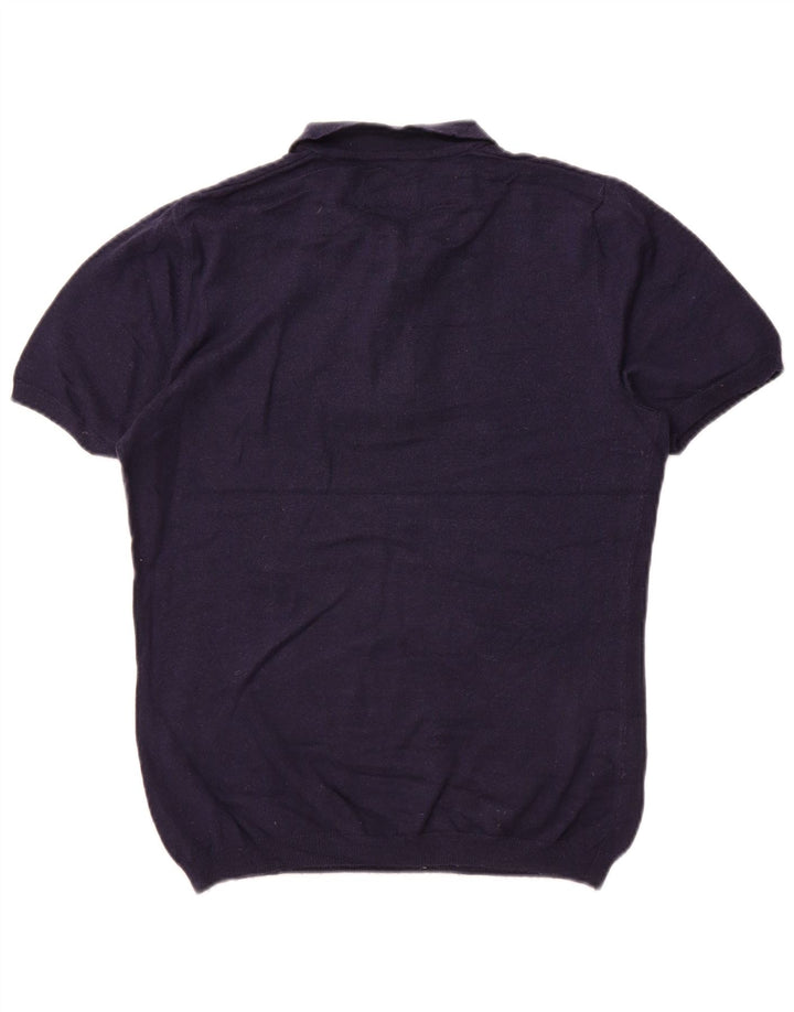 Farah Mens Short Sleeve Polo Neck Jumper Sweater Medium Navy Blue