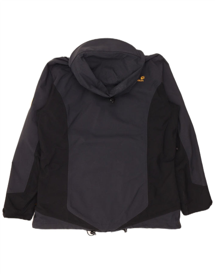 Jack Wolfskin Womens Hooded Windbreaker Jacket UK 16 Large Grey Colourblock