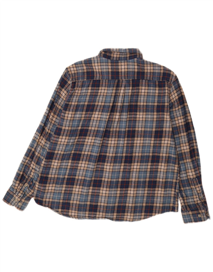 EDDIE BAUER Mens Flannel Shirt 2XL Blue Check Cotton