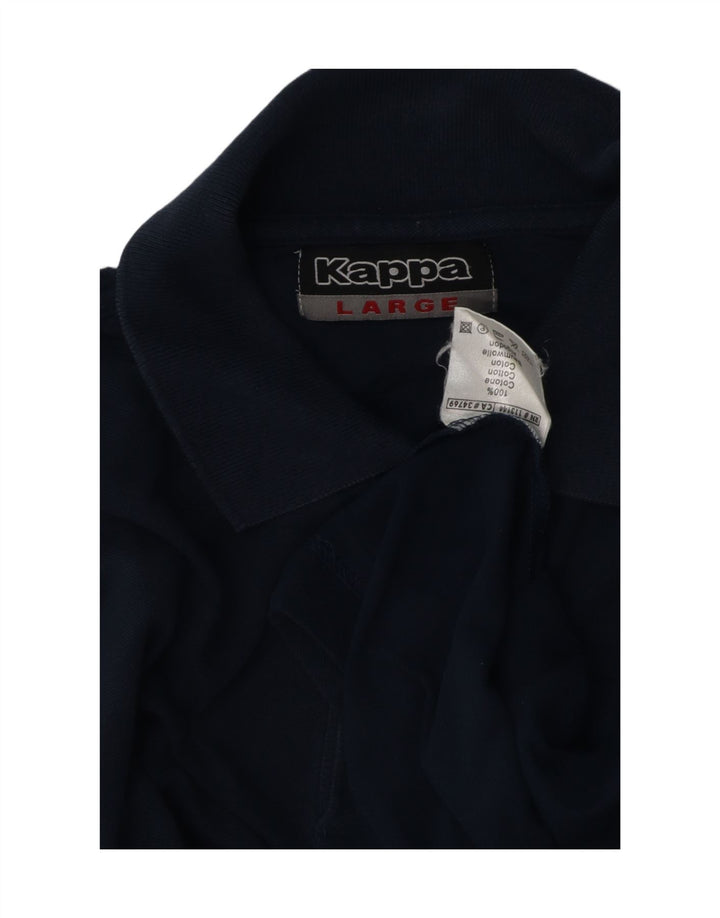 Kappa Mens Polo Shirt Large Navy Blue Cotton