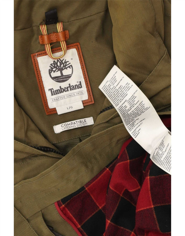 Timberland Mens Utility Jacket UK 40 Large Khaki Cotton