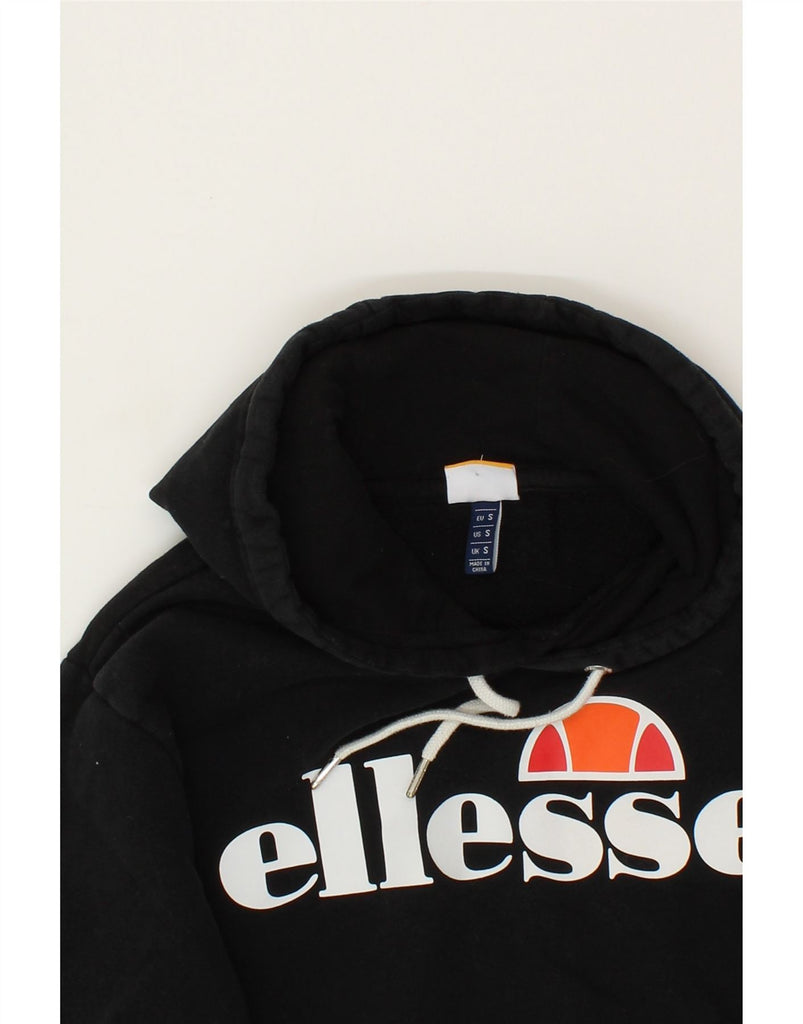 ELLESSE Mens Graphic Hoodie Jumper Small Black Cotton Vintage Ellesse and Second-Hand Ellesse from Messina Hembry 